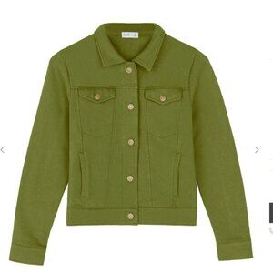 KETTLEWELL SZ 12 US (LL) Petra Cropped Collared Jacket 100% Cotton in Moss Green